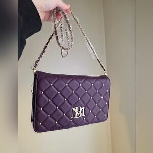 NWT Badgley Mischka Plum Quilted Crossbody Bag